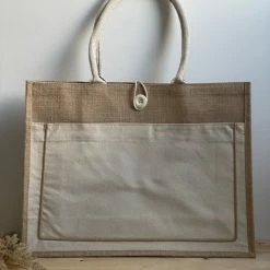 Promo 😉 Merkloos Jute Tas - Strandtas - Beige Naturel Tas - Boodschappen Tas - 48 X 36 Cm ✨