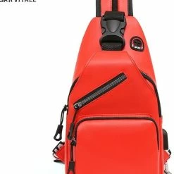 Flash-uitverkoop 😉 San Vitale® - Vegan Leren Slingbag - SBag - Schoudertas - Rugzak - Crossbody Bag - Rood 😀