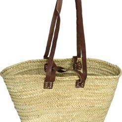 Groothandel 🎉 Gebor Zomerse Strandtas – Gevlochten Palmbladeren – Palmblad – Beige – Bruin – Natuurlijk Materiaal – Voor Het Strand Of Park – Trend – 30x48cm ⌛