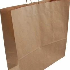 Aanbiedingen 👍 Merkloos Tas, Gestreept Kraftpapier, Gedraaid Papieren Koord, 46x17x48cm, Draagtas, Bruin 🥰