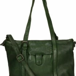 Goedkoop ❤️ Bear Design Medium Schoudertas / Crossbody Tas Dames - Leer - Cow Lavato - Groen 🧨