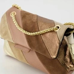 Beste Pirce ⭐ Merkloos Rainbow Metallic Schoudertas - Camel - Small - Echt Leer 🔥 -Tassen-dames Winkel 550x769 4