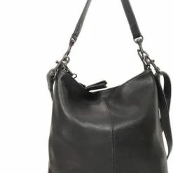 Hete verkoop 😍 Bear Design Caprica Leren Hobotas / Schoudertas - Zwart 👏