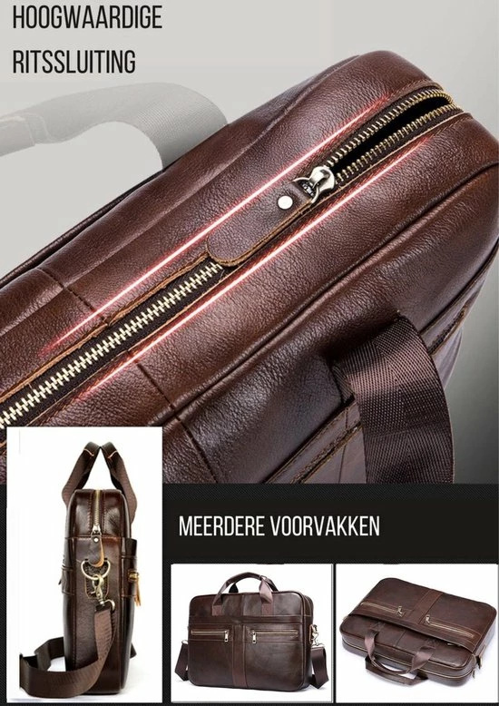 Begroting ⌛ Laptoptas 15 6 Inch Schoudertas Handtas Tas Bruin Leer - Urban U® 👏 10 Begroting ⌛ Laptoptas 15 6 Inch Schoudertas Handtas Tas Bruin Leer - Urban U® 👏 - Afbeelding 8