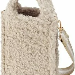 Coupon 👍 YW YEHWANG Beige Teddy Handtas Cute - Schoudertas - Crossbodytas - Gestreepte Bag Strap - Beige 🔥