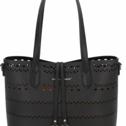 Beste Verkoop 🧨 Geperforeerde Tas David Jones - Zwart 5905-1 🌟