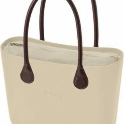 Gloednieuw 🥰 O Bag Classic Bestseller Schoudertas In Beige, Compleet Met Lange Hengsels In Donkerbruin En Canvas Binnentas In Beige ✨